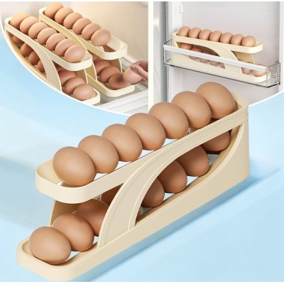 Picture of Food Grade Plastic Egg Dispenser - 1 pcs, 14-15 Egg Capacity, Rolling, Automatic Sliding Spiral Holder-Multicolor