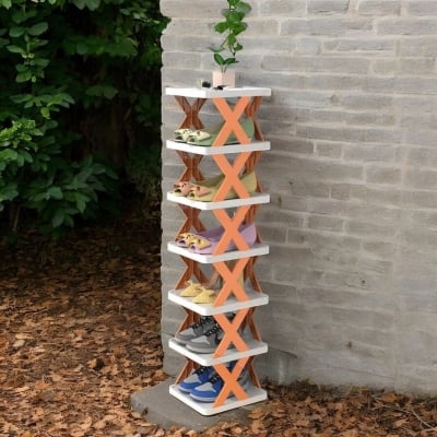 Picture of Adjustable 7-Layer Shoe Hanger Rack: Detachable Folding Organizer for Space-Saving Shoe Storage-Multicolor