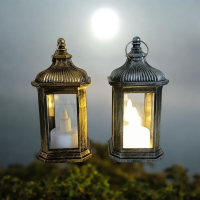 Picture of "Set of 2 Multi-Color Outdoor Christmas Lanterns - Battery-Powered Lighted Wind Lamps | 14cm ABS Plastic Candle Lamps for Ramadan and Festive Decor"-Multicolor
