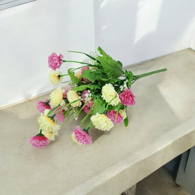 Picture of Multicolor Silk Artificial Flowers Stick - 20-28 Heads, 40cm, Plastic & Fabric - Perfect for Home, Restaurant, Wedding & Festival Decor-Multicolor