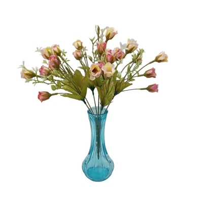Picture of "1pc Silk Daisy Bride Bouquet with Glass Vase, 25-28 Multicolor Artificial Sunflowers, 48x20 cm, Great for Christmas, Home, Wedding, and New Year Decoration, Durable Fabric and Plastic Construction."-Multicolor