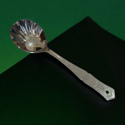 Picture of Rosy Kitchen Spoon: 10 Inch Stainless Steel Big Soup Spoon, Silver. Mirror Polish Finish, Ideal for Cooking and Serving.-Silver
