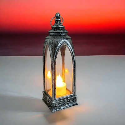 Picture of "19cm Ramadan Lantern - Battery-Powered LED Candle Light (1 pc) | Multi-Color ABS Plastic for Ideal Room and Table Decoration"-Multicolor