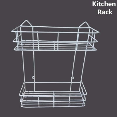Picture of 2 Layer Wall Hanging Storage - Maximize Your Storage Space With This Convenient Wall Hanging Storage Solution , made is high quality iron stick white colour-White