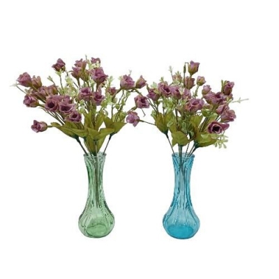 Picture of "Silk Daisy Bride Bouquet Set with 2 Glass Vases, 25-28 Multicolor Sunflowers per Stick, 2 Sticks, 48x20 cm, Ideal for Christmas, Home, Wedding, and New Year Decoration, Fabric and Plastic Design."-Multicolor