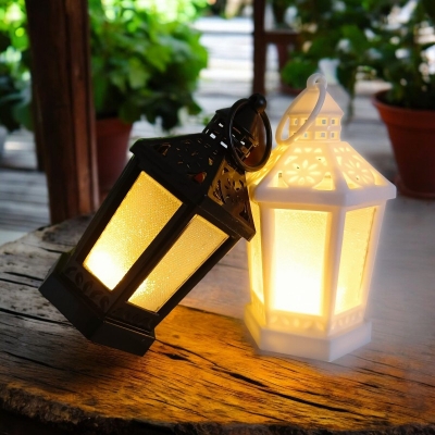 Picture of "14cm LED Lantern Wind Lights - Set of 2 Multi-Color Candle Lamps for Ramadan Kareem and Islamic Party Decorations | Battery Operated"-Multicolor