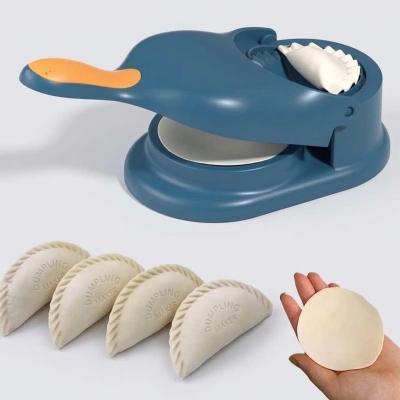 Picture of 2 in 1 Dumpling Maker Ghughra Momos Maker Machine, Skin Press Mould for Gujiya Ghughra Mould Machine, Kitchen Dumpling Making Tool with Dumpling Puri Maker Multicolor-Multicolor