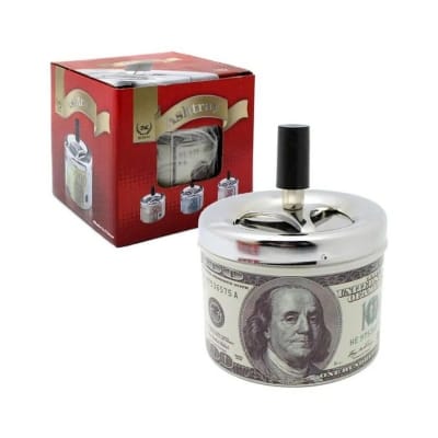 Picture of 1 pcs push system Stainless Steel Ashtray with Magical Open & Close Option-Silver