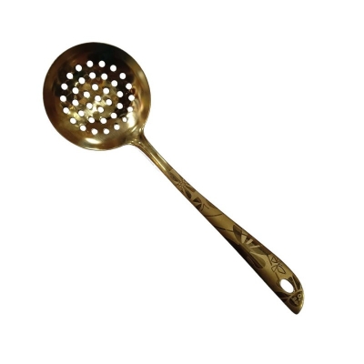 Picture of Golden 10-inch Stainless Steel Slotted Spoon – Cooking & Serving – Mirror Polish, Laser-Printed Handle – 1 Piece-Gold