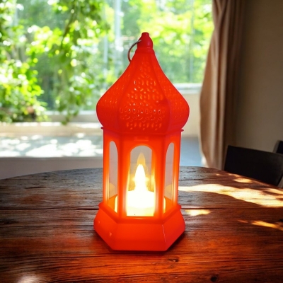 Picture of "14cm LED Lantern - Morocco Style Multi-Color Candle Lamp for Ramadan Kareem and Eid Mubarak | Battery-Powered ABS Plastic Home Decor"-Multicolor