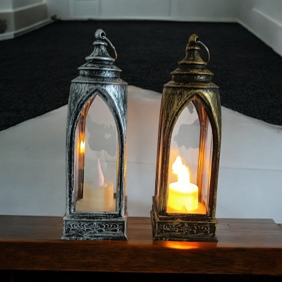 Picture of "2-Piece Set of Ramadan Lanterns - Battery Operated LED Candle Lamps | 19cm Multi-Color ABS Plastic Lanterns for Table and Room Decoration | Ideal for Ramadan Kareem and LED Decorative Lighting"-Multicolor