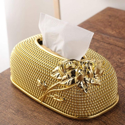 Picture of European Style Acrylic Tissue Box – Creative Desktop and Kitchen Drawer Organizer, KTV Hotel & Bar Napkin Holder-Gold