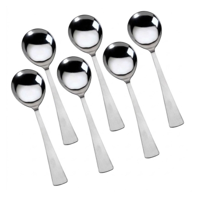 Picture of 6 pcs nova small Size Stainless Steel  Soup Spoon Set of 6 Pieces, Soup Spoon, Cereal Spoon, Soba Spoon, Bouillon Spoon - kitchen accessories-Silver