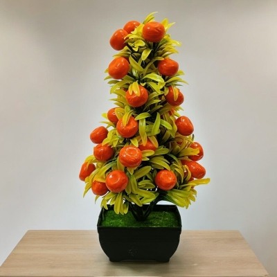 Picture of Fake Orange Plant: Artificial Orange Tree Mini Potted Plant for Home, Kitchen, Wedding, and Party Decoration (1)-Multicolor