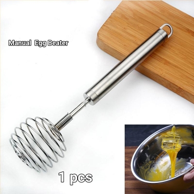 Picture of 1 pcs Stainless Steel Line Egg Beater Manual Kitchen Egg Beater Home Kitchen Manual Egg Beater Beating Eggs, Stirring, Mixing Seasonings-Silver