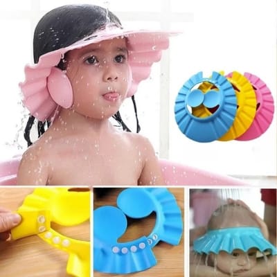Picture of 1 pcs Adjustable Baby Shower Cap Newborn Hair Washing Cap Kids Hearing Protection Children Safe Shampoo Shield Bathing Head Cover-Multicolor