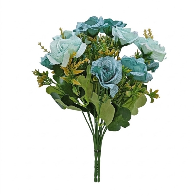 Picture of 2pc artificial Rose Simulated Rose & Chamomile & Mixed Flowers Bouquet For Birthday Wedding Party, Home & Garden Decoration Green-Green