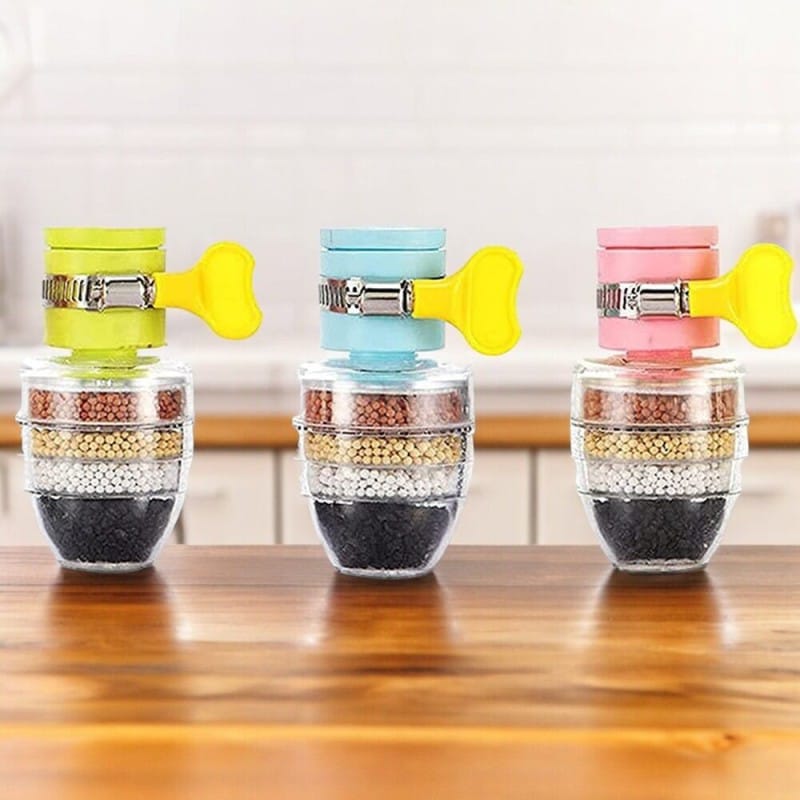 Picture of Pack of 3 Activated Carbon Faucet Water Filters for Home Kitchen Tap - Universal Interface-Multicolor