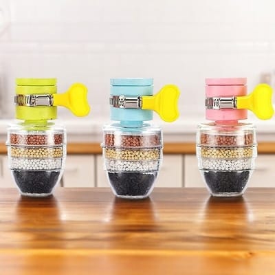 Picture of Pack of 3 Activated Carbon Faucet Water Filters for Home Kitchen Tap - Universal Interface-Multicolor