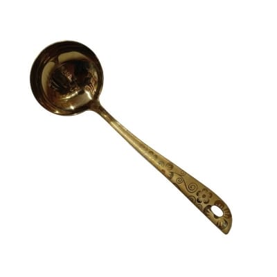 Picture of Elegant 9 Inch Golden Stainless Steel Big Soup Spoon, Mirror Polish, Perfect for Cooking and Serving with Laser-Printed Handle.-Gold