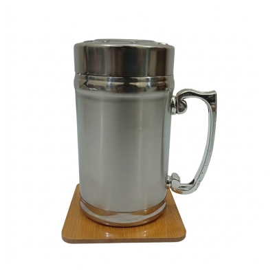 Picture of 1 PCS STAINLESS STEEL THARMAL  TRAVEL MUG WITH SCREW LID SILVER COLOR-Silver