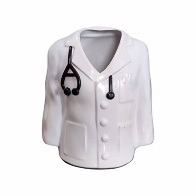 Picture of Doctor Coat Pen Pencil Holder Stand For Desk And Offices Tables (Plastic), Stationery, White-White