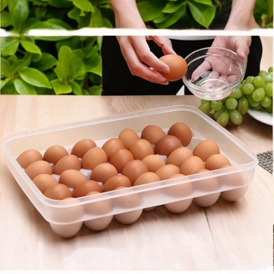 Picture of BPA-Free 34-Grid Egg Storage Box with Lid. Made from Food-Grade Plastic, Perfect Fit for Every Egg. Suitable for Kitchens or Refrigerators. Quantity: 1 Pc.-White
