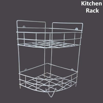 Picture of 2 Layer Hanging Corner Storage Rack Organizer Kitchen Rack Furniture Space Savers - Maximize Space With This 2-Step Hanging Corner Storage Rack , made is high quality iron stick white colour-White