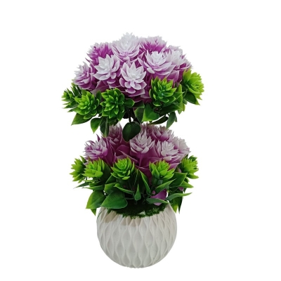 Picture of Perfect for home, hotel, or office, this 27cm Artificial Flower Plant with White Pot is made of durable multicolor plastic. Quantity: 1 pcs.-Multicolor