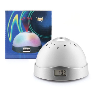 Picture of LED Starry Night Sky Projector 7 Colors Changing Projection Digital Alarm Clock LED Night Light Kids Gifts  toy-White