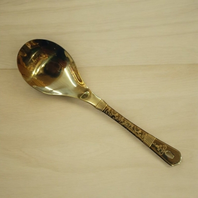 Picture of Golden 10-inch Stainless Steel Long Rice Spoon – Cooking & Serving – Mirror Polish, Laser-Printed Handle – 1 Piece-Gold