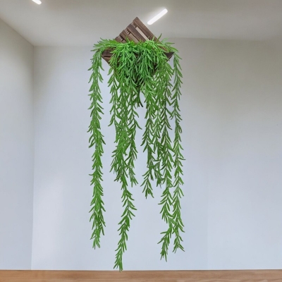 Picture of 1 pcs 90cm Artificial Green Leaves Wall Hanging with Square Bamboo Holder for Decoration-Multicolor