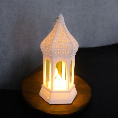 Picture of "LED Lantern for Ramadan - 14cm Morocco Wind Multi-Color Candle Lamp | Battery-Powered ABS Plastic Light for Eid Mubarak and Home Decor"-Multicolor