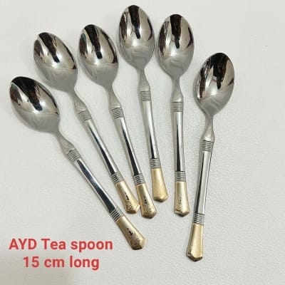 Picture of AYD premium golden design spoon 6 pcs stainless steel Tea spoon Magnet proof spoon mirror polish 15cm long spoon-Silver