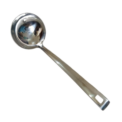Picture of 9 Inch Stainless Steel Big Soup Spoon, Silver, Mirror Polish, Non-Magnetic. Perfect for Cooking and Serving, Combining Durability and Elegant Design for Easy Use in Kitchens.-Silver