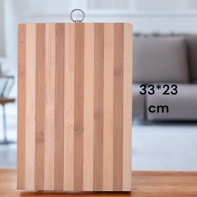 Picture of "33x23x1.8cm Rectangle Bamboo Chopping Board - Strong and Ideal for Meat, Vegetables, Bread, Includes Hook for Convenient Storage, Brown Color"-Brown