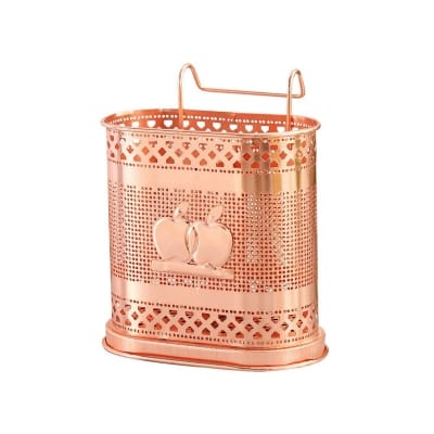 Picture of Kitchen Supplies Cutlery Draining Holder Storage Box Wall Hanging Stainless Steel Utensil-Gold