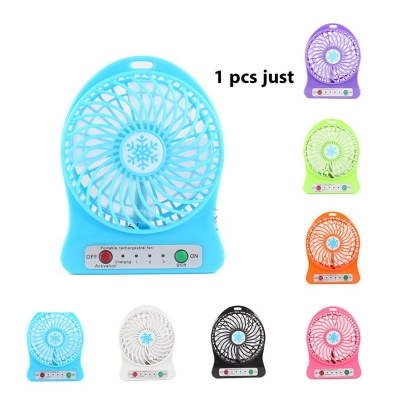 Picture of 1 pcs Portable Mini USB Fan Small Desk Pocket Handheld Air Rechargeable 18650 Battery Cooler 3-Gear Fan for Home office-Multicolor