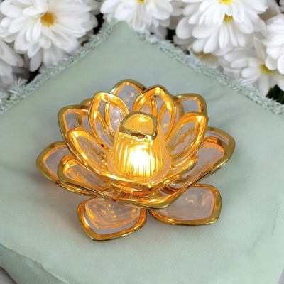 Picture of "Crystal Flower Shape LED Candle Light - 10x10cm Multi-Color ABS Plastic for Ramadan Table, Wedding, and Party Decor | Battery-Powered Light for Room"-Multicolor