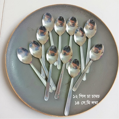 Picture of Sara 12 pcs Stainless steel Tea spoon silver for kitchen 14cm long best spoon for House, Kitchen, Travel, restaurant  etc-Silver