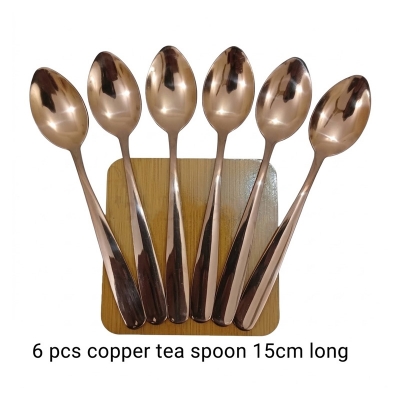 Picture of 6 Pcs 15cm long  Copper tea spoon golden color tea spoon mirror polish copper spoon-Gold