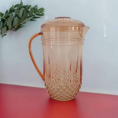 Picture of Transparent Exclusive Crystal Water Jug - 2L Capacity, Anarkoli Plastic, Golden Color, Classic Design-Gold