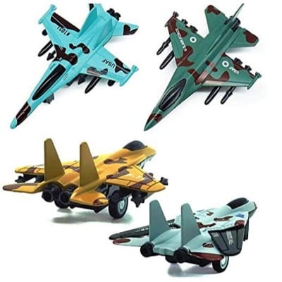 Picture of Die Cast Metal Military Fighter Jet Toy Power Friction Aeroplane Play-Multicolor