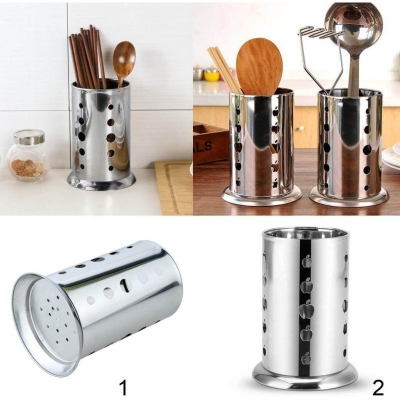 Picture of 1 pcs Stainless Steel Settling Cage Spoon Box Straw Durable Convenient Practical and Useful-Silver