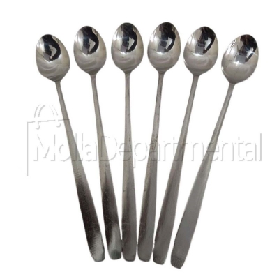 Picture of 6 pcs stainless steel long hundle pickling spoon silver colour  8 inch long-Silver