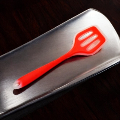 Picture of 12-Inch Silicone Cooking Spoon - Non-Stick Slotted Turner Spatula, Full Silicone Construction, High Heat Resistant, Multicolor Design - Ideal for Non-Stick Pots - 1 Piece-Red