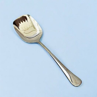 Picture of 8.8 Inch Silver Rice Spoon - Stainless Steel with Golden Design, Mirror Polish, Square Shape, Non-Magnetic, Ideal for Serving and Cooking, Durable and Elegant for Home or Professional Kitchens, Single Piece-Silver