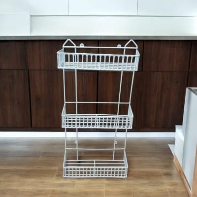 Picture of "3-Layer Square Kitchen Rack – White Wall Hanging, Durable Iron, Easy Installation, Modern Design – 1 Pc"-White