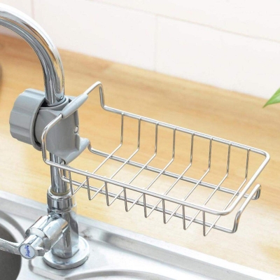Picture of Faucet Detergent Sponge Drying Rack Stainless Steel Storage Organizer Basin Holder Home Kitchen Accessories-Silver