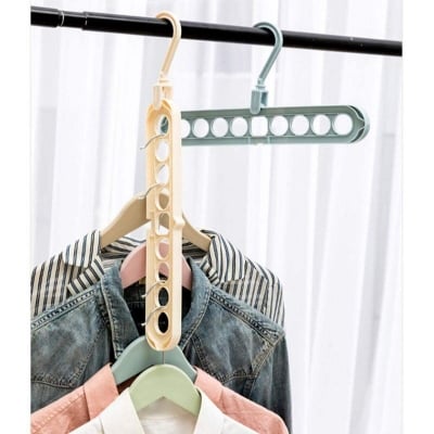 Picture of Multi Functional Clothes Hanger Holder Portable Anti-Slip Storage Rack Space Saving Hook for Garment Drying-Multicolor